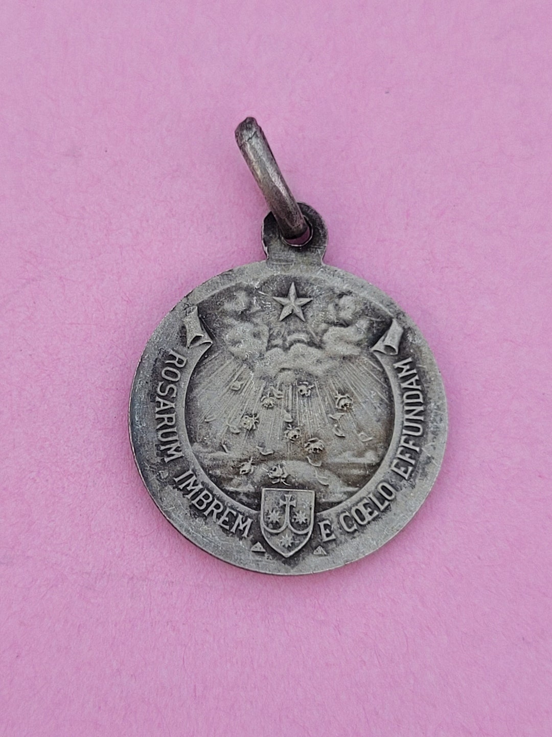 Religious Antique French Catholic Silver Plated Medal Pendant Holy ...