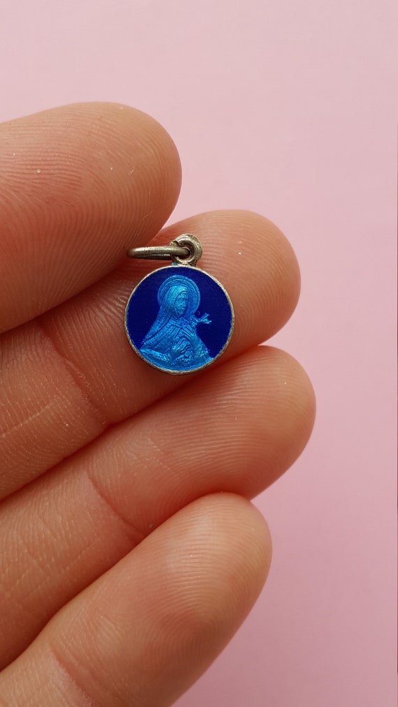 Religious antique French blue enameled silver (MA… - image 8