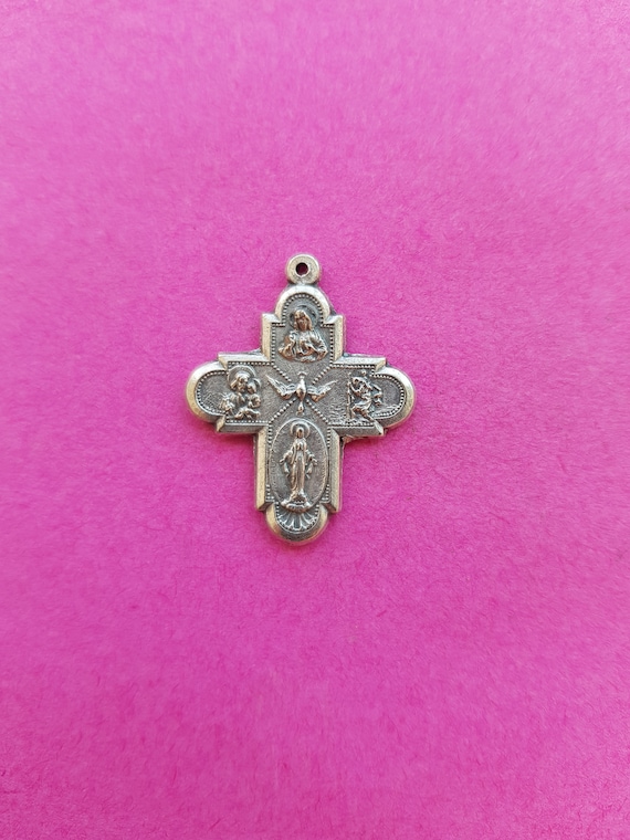 Stunning 1.2" Religious antique French silver pla… - image 2