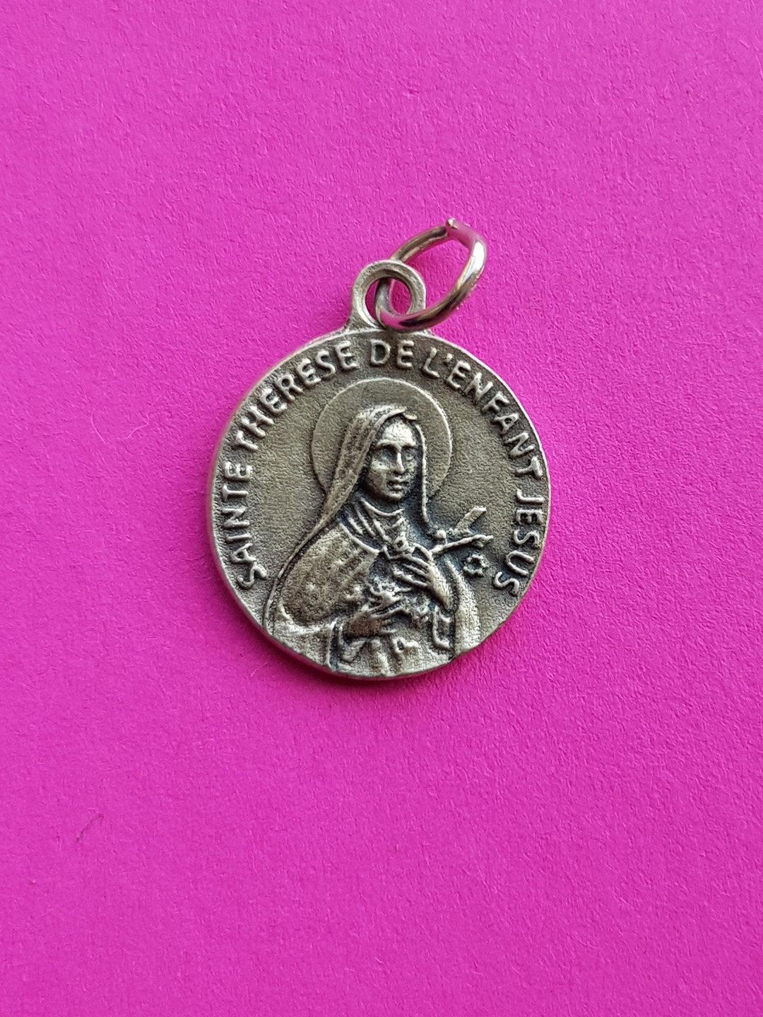 Vintage Religious Antique French Silver Plated Catholic Medal Pendant ...