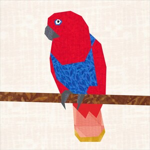 Female Eclectus Parrot 18" Quilt Block Pattern