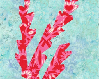 Seaweed or Coral Paper Pieced Quilt Block Pattern PDF
