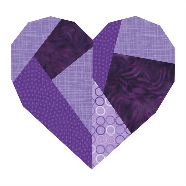 Paper Pieced Broken Heart Quilt Block Pattern 3 sizes image 8