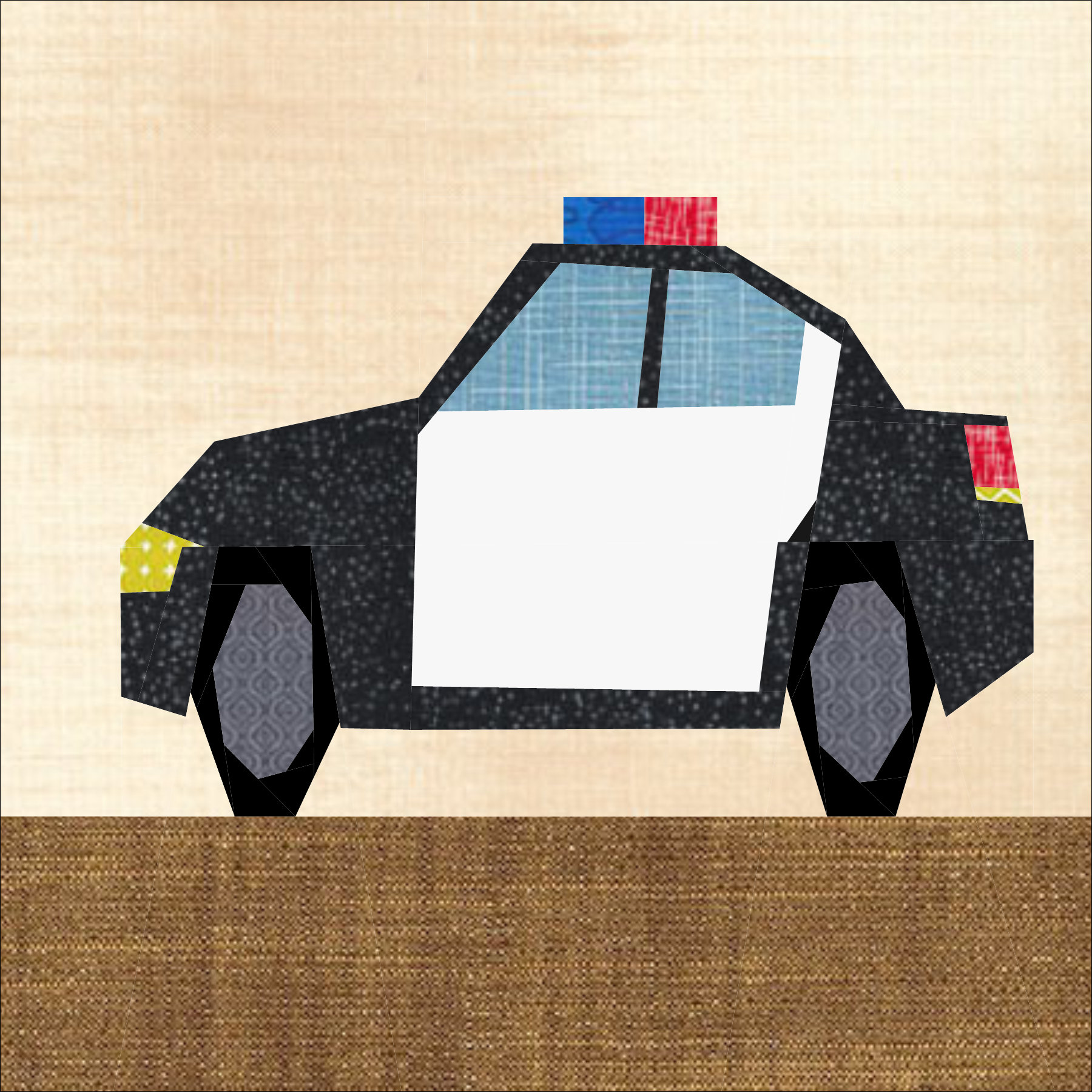 Police Car Paper Pieced 12 Quilt Block Patchwork Pattern Etsy