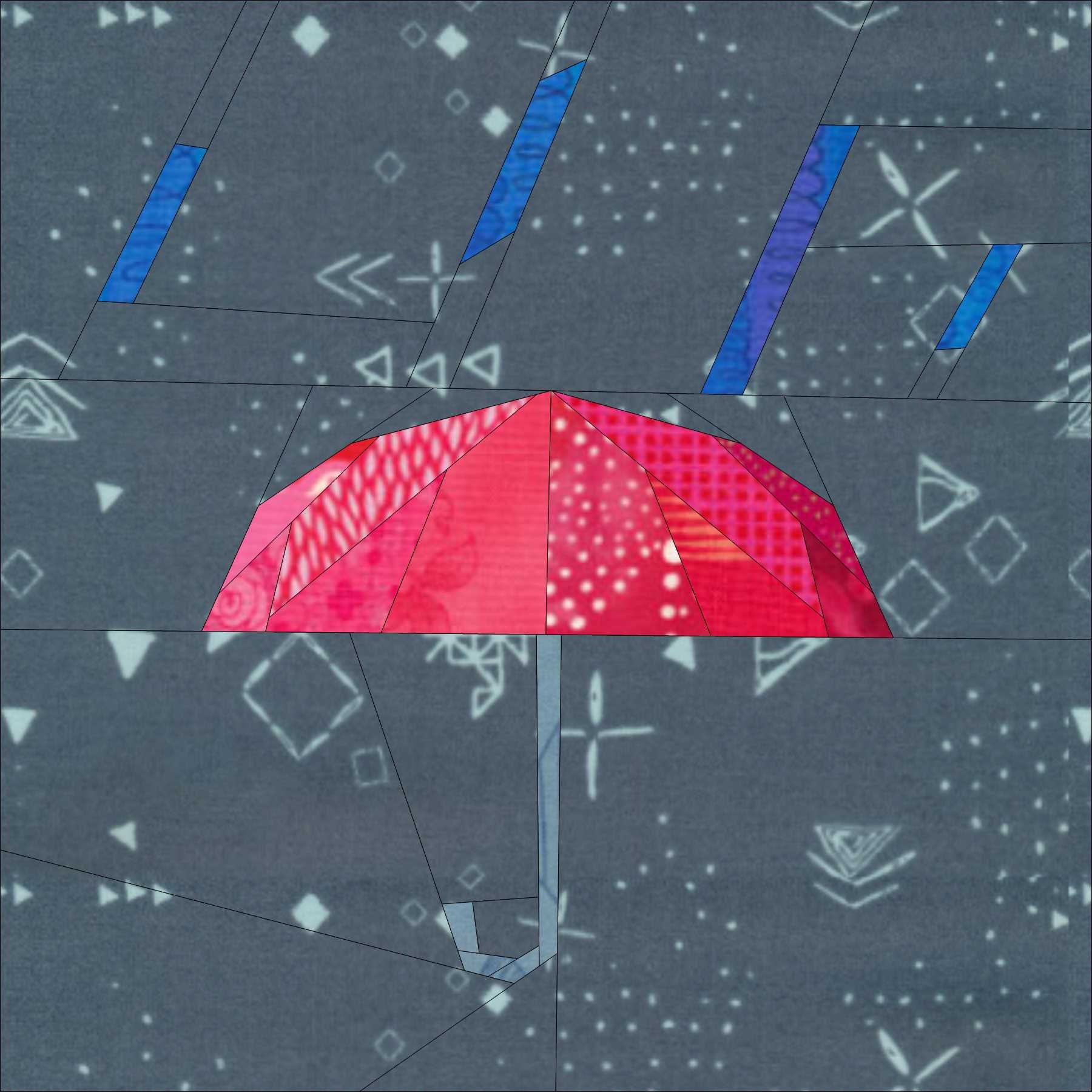 Rainy Day Umbrella Quilt Block Pattern Etsy