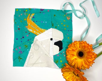 Paper Piece Cockatoo Quilt Block Pattern