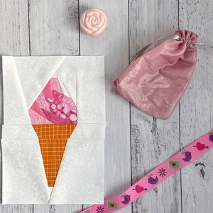 Soft Serve Ice Cream Paper Pieced Quilt Block Pattern