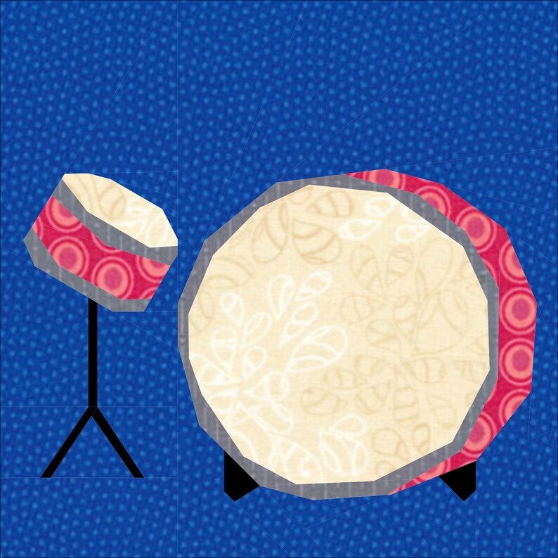 Drum Kit Paper Pieced Musical Instrument Quilt Block Pattern. - Etsy