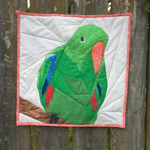 18 Inch Male Eclectus Parrot Paper Piece Quilt Pattern