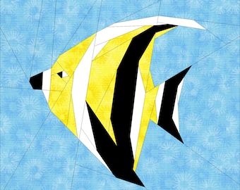 Moorish Idol Fish Paper Pieced Quilt Block Pattern