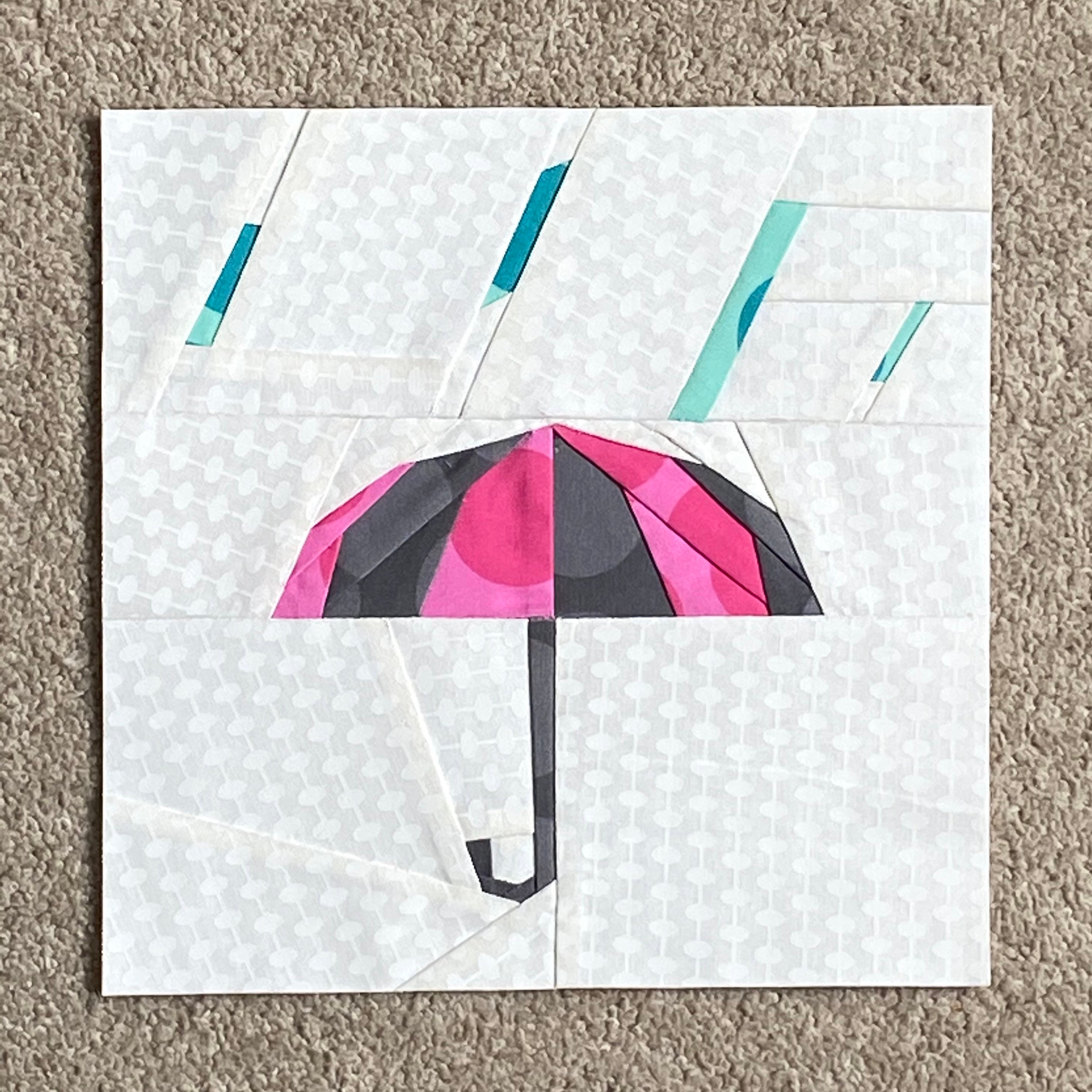 Rainy Day Umbrella Quilt Block Pattern Etsy