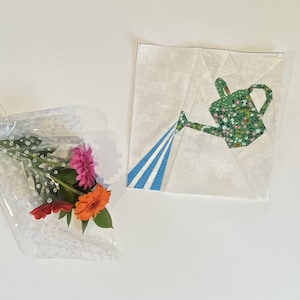 Watering Can Paper Piecing Patchwork Quilt Block Pattern