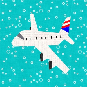 Airplane, 12 Inch Paper Piece Quilt Block Pattern.
