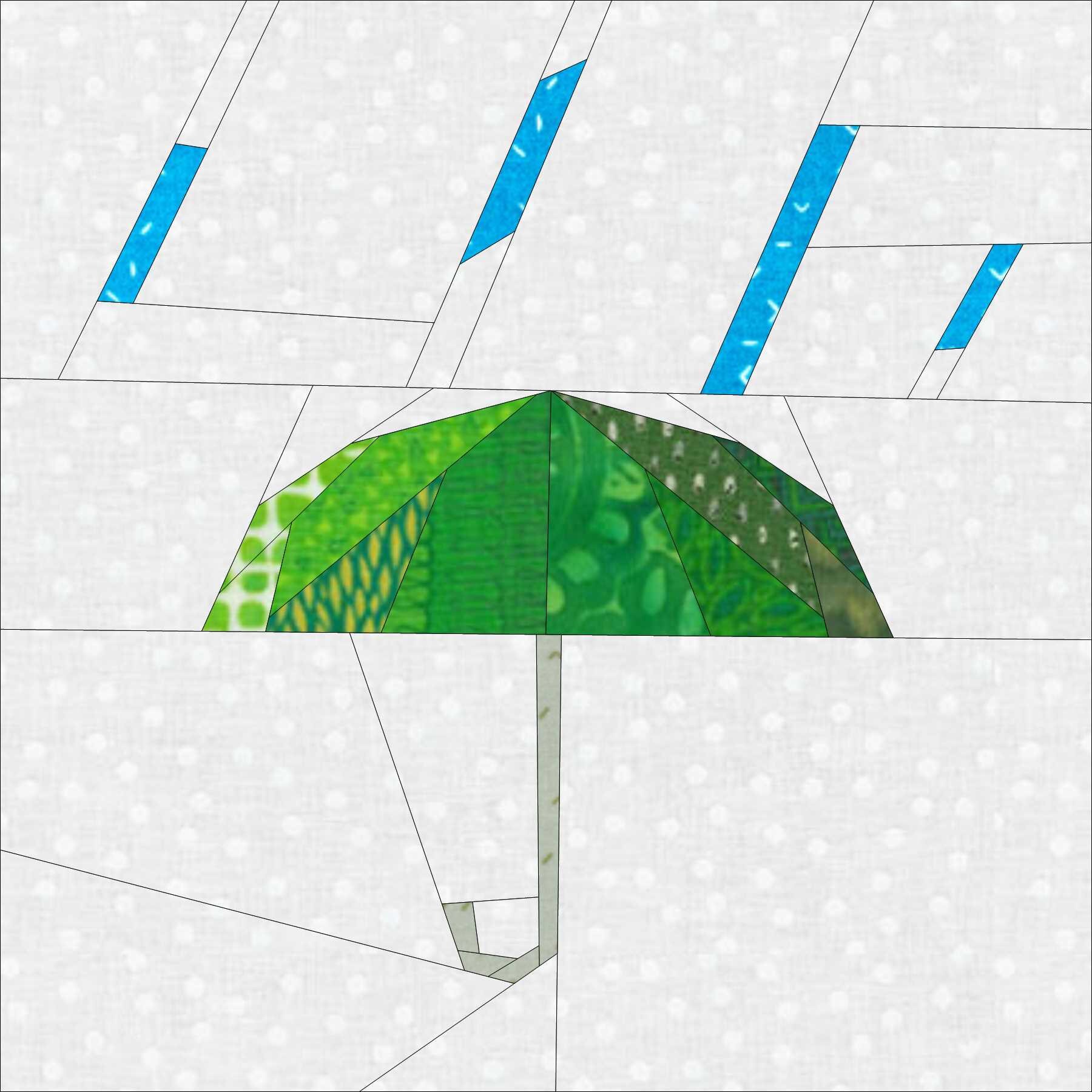 Rainy Day Umbrella Quilt Block Pattern Etsy