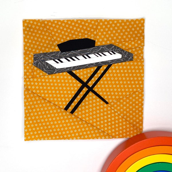 Keyboard Piano Musical Quilt Block Pattern