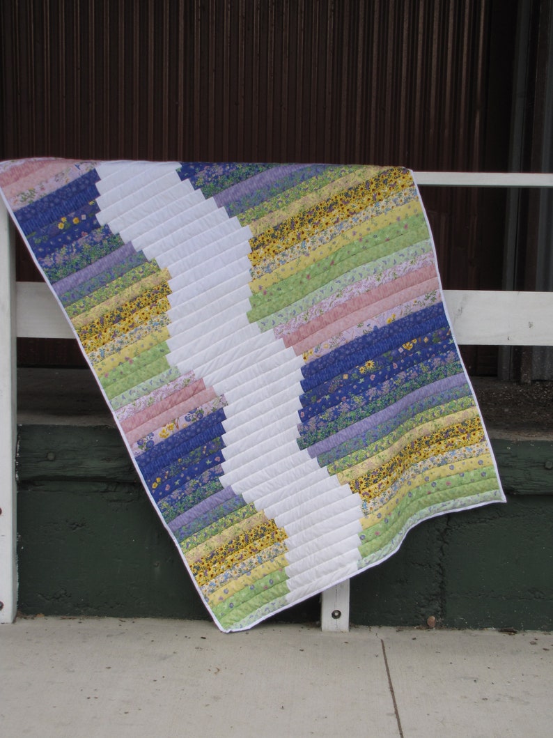 Jelly Roll Quilt Pattern Riding the River Rapids, Modern Quilt Pattern, Easy Beginner Strip Quilt. image 3