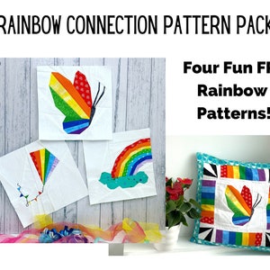 Rainbow Quilt Blocks, Four FPP patchwork patterns
