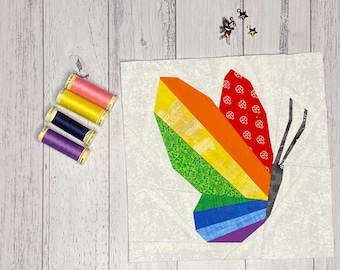 Rainbow Butterfly, A Paper Pieced Quilt Block Pattern