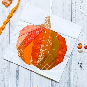 Pumpkin Paper Pieced Autumn Quilt Block Pattern