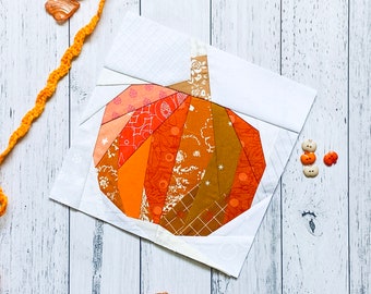 Pumpkin Paper Pieced Autumn Quilt Block Pattern