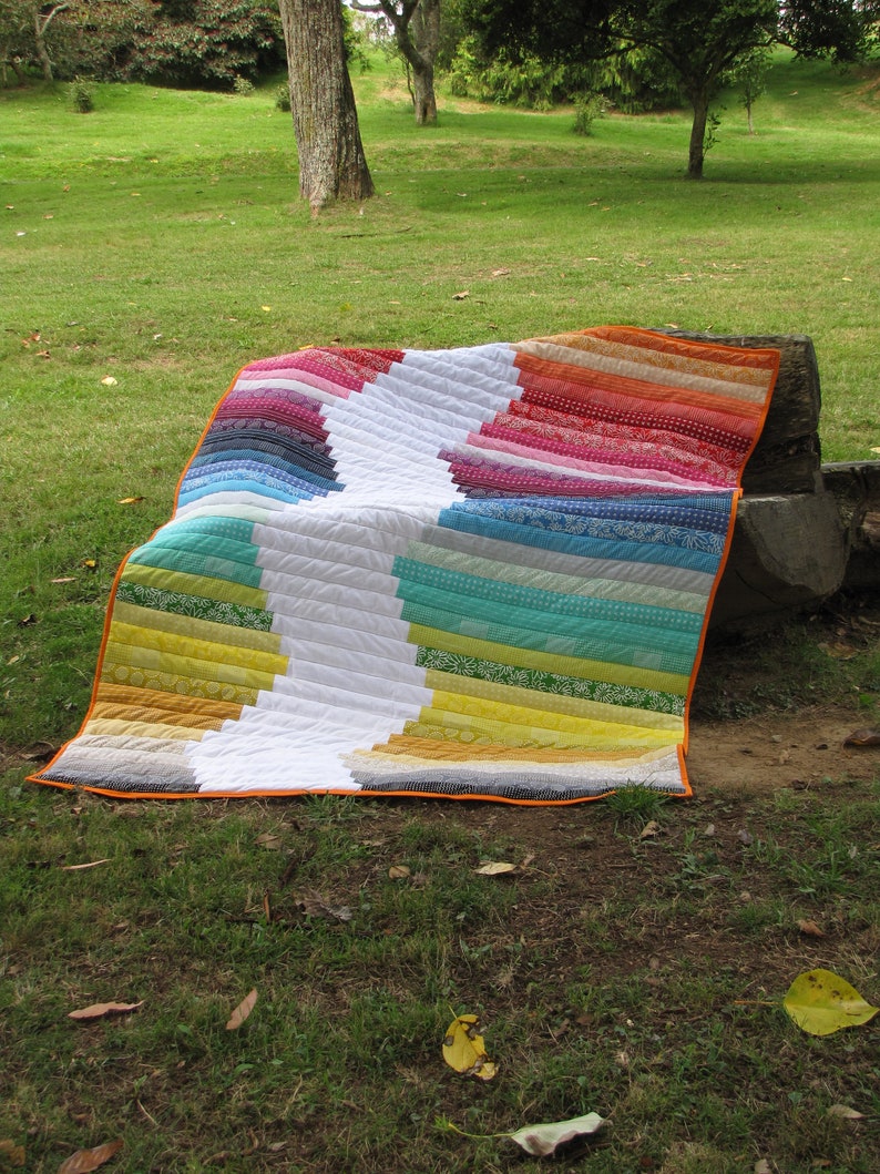 Jelly Roll Quilt Pattern Riding the River Rapids, Modern Quilt Pattern, Easy Beginner Strip Quilt. image 7