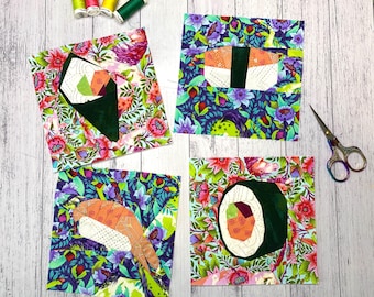Sushi-Themed Paper Pieced Quilt Pattern Pack