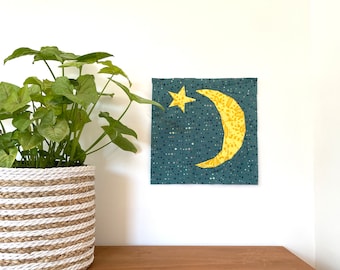 Star and Moon Paper Piece Quilt Block Pattern "Celestial Slumber"