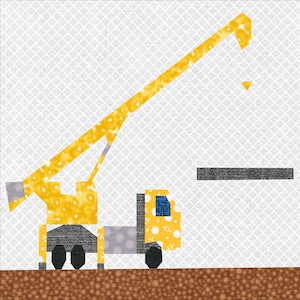Crane Truck Quilt Block, Foundation Paper Pieced Patchwork Pattern