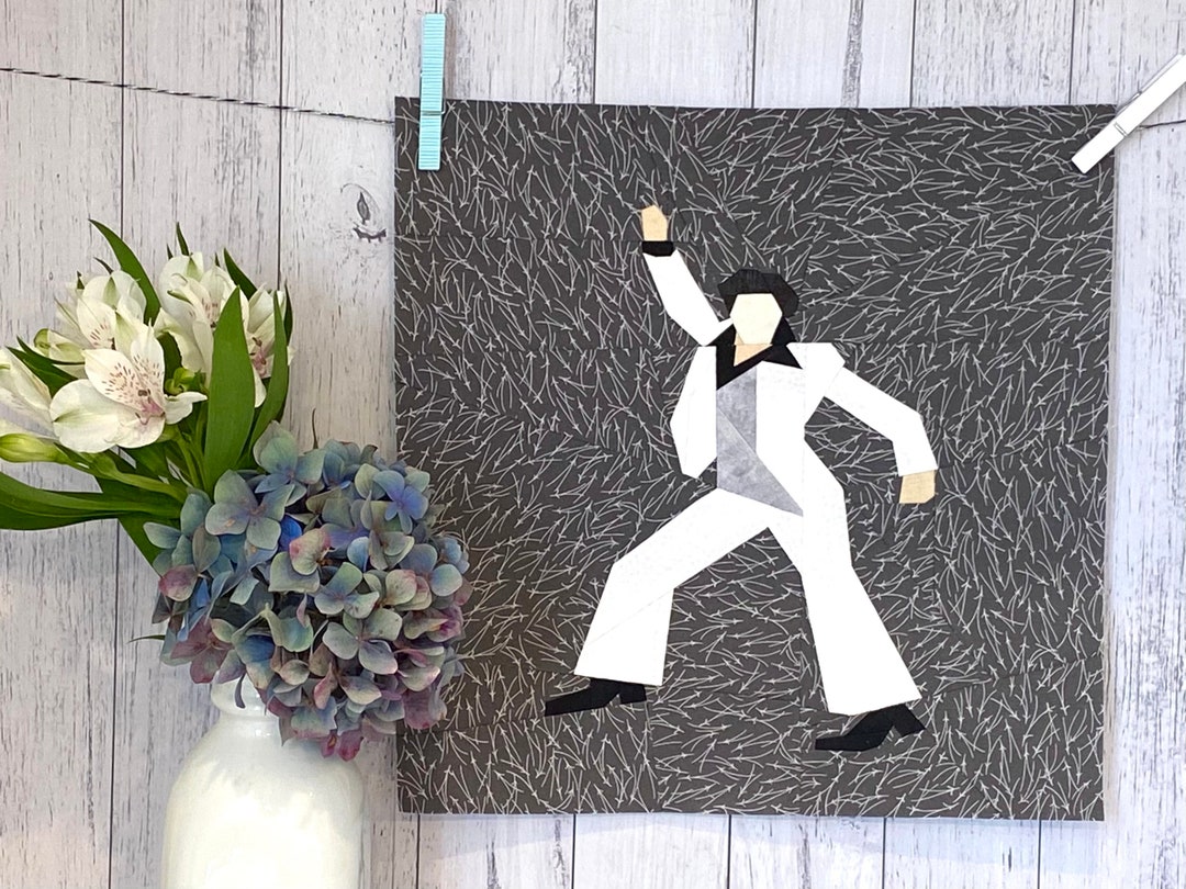 Paper Pieced Disco Dancer Quilt Block: Stayin' Alive; 14