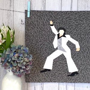 Paper Pieced Disco Dancer Quilt Block: Bleiben am Leben; 14&quot;, 16&quot;&quot; und 24&quot; Vorlagen.&quot;
