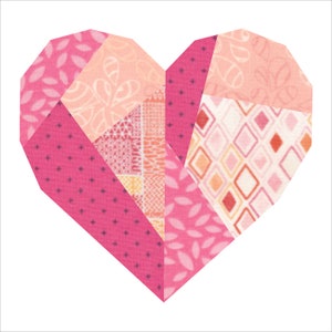 Paper Pieced Broken Heart Quilt Block Pattern 3 sizes image 7