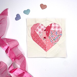 Paper Pieced Broken Heart Quilt Block Pattern 3 sizes image 3