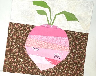 Turnip Paper Pieced Mini Quilt Pattern.