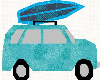 Surf Wagon Paper Pieced Quilt Block Pattern