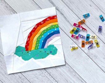 Rainbow Quilt Block: Modern 9” Paper Pieced Pattern