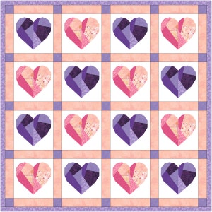 Paper Pieced Broken Heart Quilt Block Pattern 3 sizes image 9