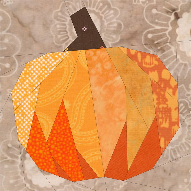 Pumpkin Paper Pieced Autumn Quilt Block Pattern Etsy