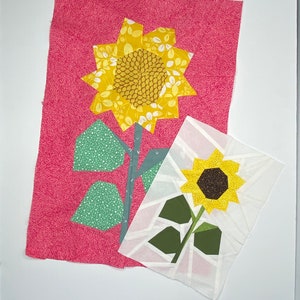 Sunflower Paper Pieced Quilt Block Pattern - 2 Sizes!