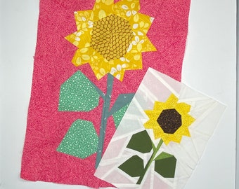 Sunflower Paper Pieced Quilt Block Pattern - 2 Sizes!