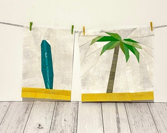 Palm Tree Quilt Anleitung und BONUS papier zusammengestellt Surfboard Muster!