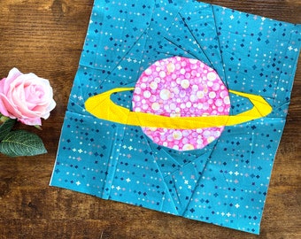 Planet Saturn Quilt Block: A 12" paper pieced PDF quilt pattern