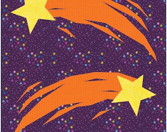 Shooting Star Quilt Pattern. 12 x24 Inch Paper Pieced Quilt Block