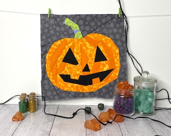 Jack O Lantern Foundation Paper Pieced Halloween Quilt Block Pattern