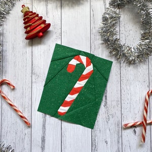 Paper Pieced Candy Cane Quilt Block Pattern