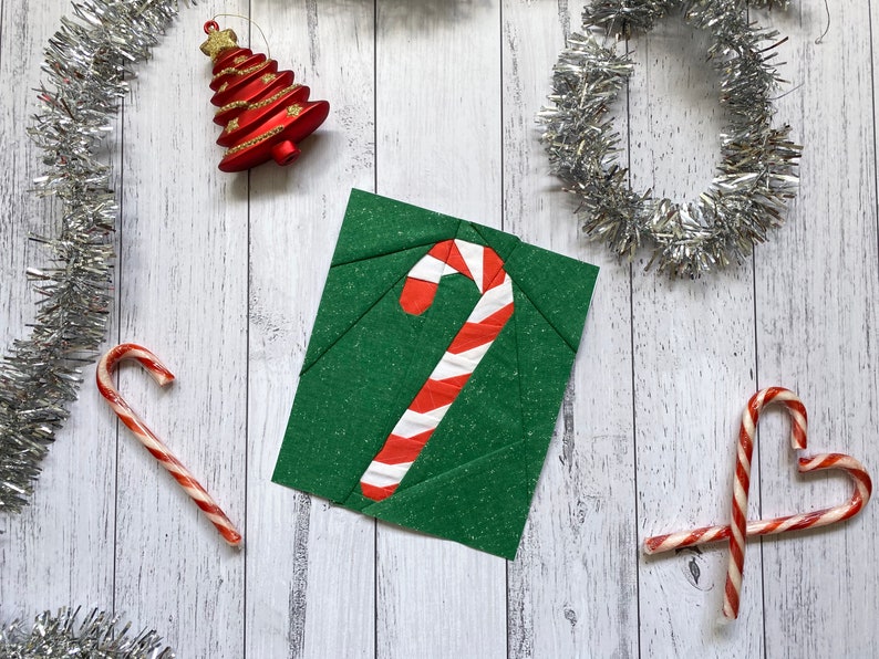 Paper Pieced Candy Cane Quilt Block Pattern Etsy