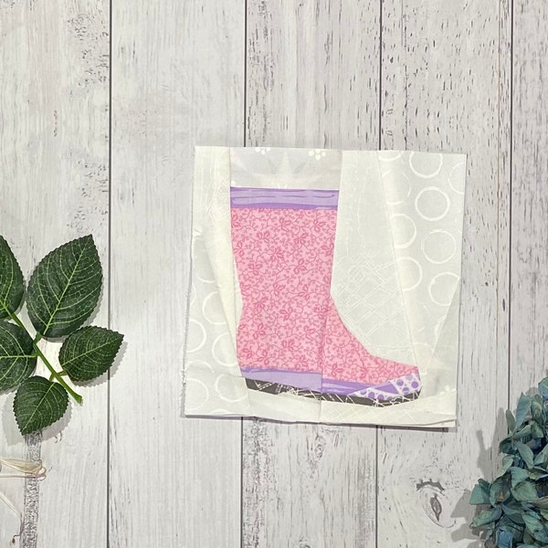 Gumboot Paper Piece Quilt Block Pattern