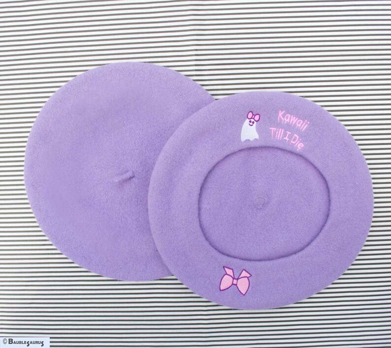Kawaii Till I Die Beret Lavender Pastel Goth Cute Ghost with Etsy