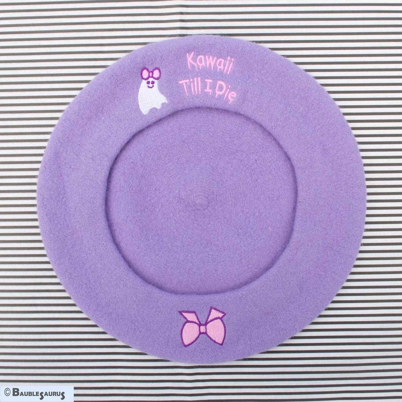 Kawaii Till I Die Beret Lavender Pastel Goth Cute Ghost with Etsy