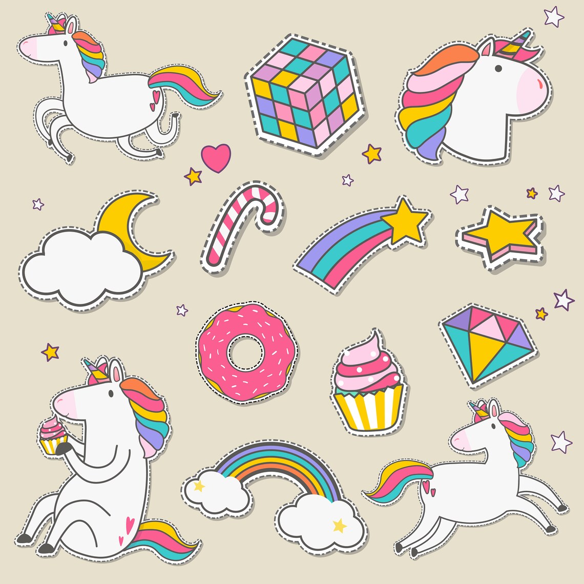 Digital Unicorn Stickers pack Svg Png Pdf for Notepad Ipad Etsy