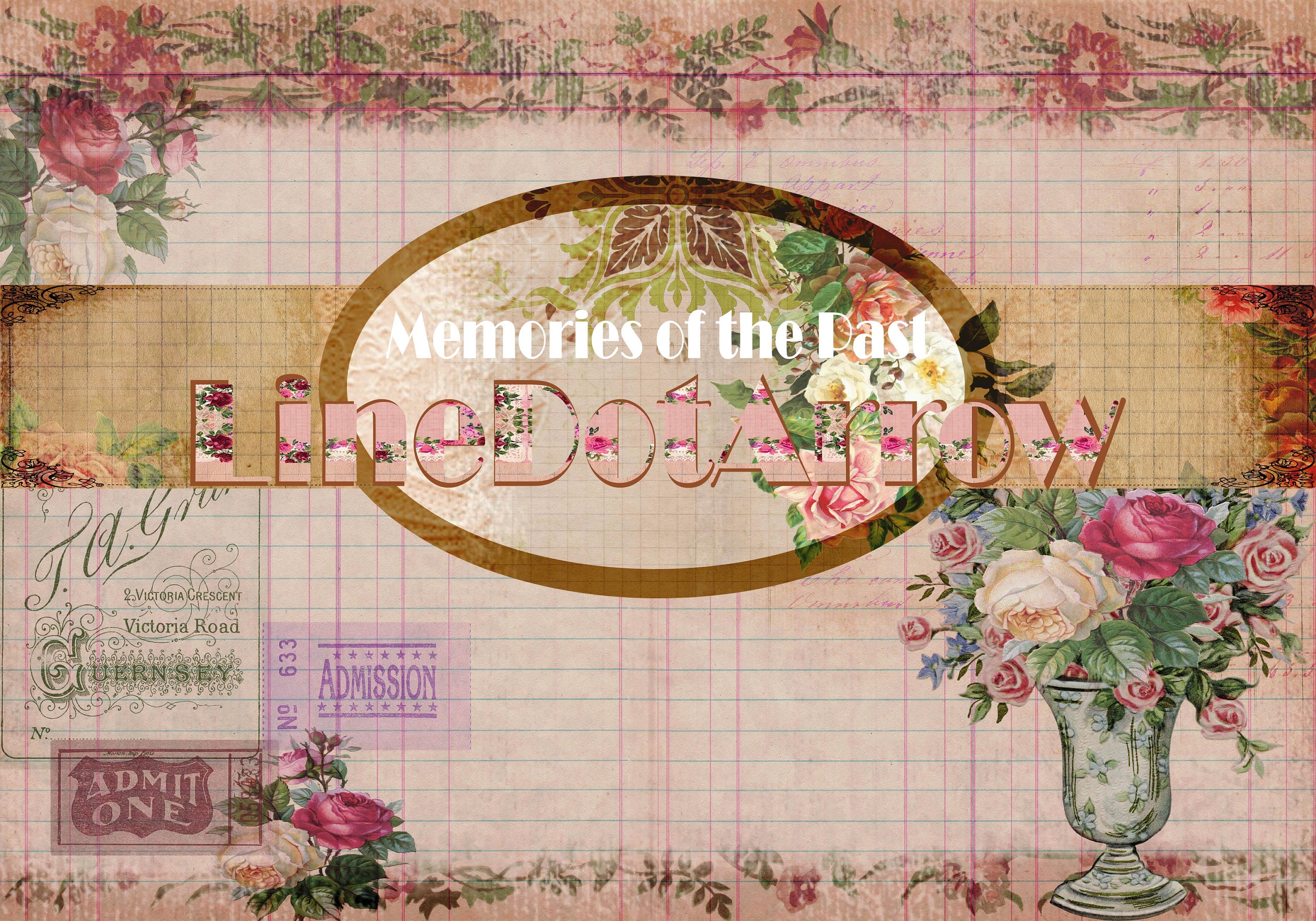 Memories of the pastページ Memories of the Past Vintage Junk Journal Kit 20 Pages